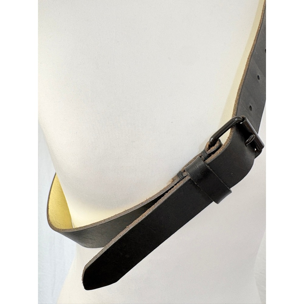 Sofie D'Hoore Black Leather Belt with Gold Metallic Interior Size 80 Belgian